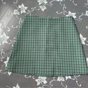 Aritzia Wilfred Check Mini Skirt Green Sz 0